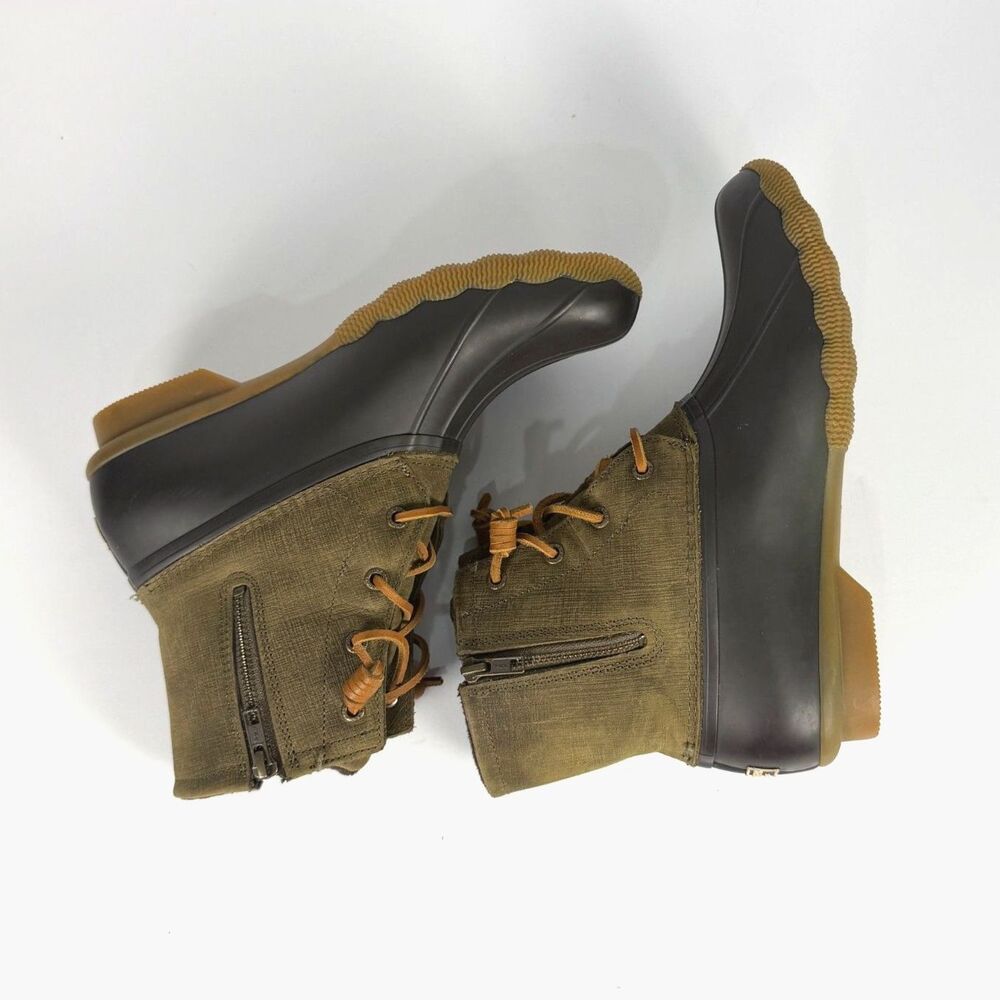 Sperry Duck Boots Womens 10 Brown Black Waterproof Rain Lace Up Ankle - Picture 5 of 8